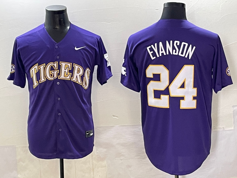Men 2025 LSU Tigers #24 Eyanson blue Joint Name Nike NCAA 2025  Jersey style 5